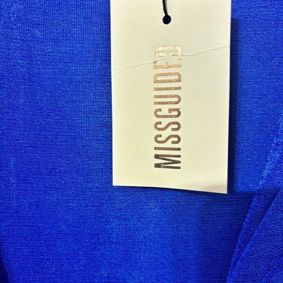 NWT Missguided Womens V-Neck Tall Knot Front Collared Mini Dress Blue 10 Y2K - Picture 4 of 7
